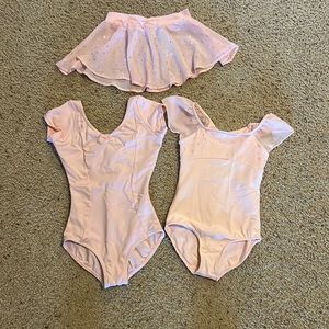 Girls ballet bundle Capezio and Mirella leotards. Bloch skirt.